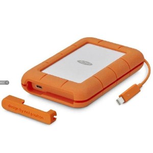 LaCie Rugged Secure 2 TB External hard drive (portable) USB C with adapter for USB3.0 . 2 Yr .256-bit AES - with 2 years Rescue Data Recovery