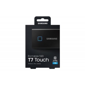 Samsung T7 Touch Portable SSD 1TB,USB3.2, Type-C, R/W(Max) 1,050MB/s, Aluminium Case, Fingerprint Password Security, Black, 3 Years Warranty
