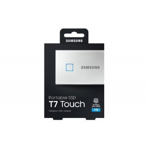 Samsung T7 Touch Portable SSD 1TB USB3.2 Type-C R/W(Max) 1050MB/s Aluminium Case Fingerprint Password Security Silver 3 Years Warranty