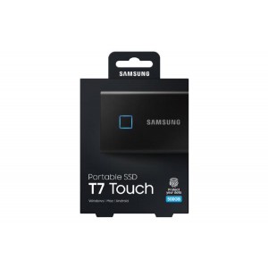 Samsung T7 Touch Portable SSD 500GB USB3.2 Type-C R/W(Max) 1050MB/s Aluminium Case Fingerprint Password Security Black 3 Years Warranty