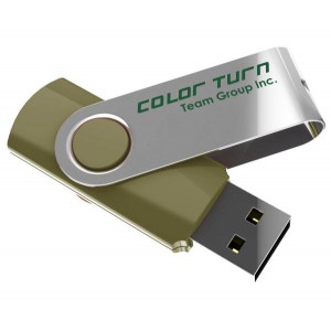 Team Group USB Drive 16GB, Colour Turn, USB2.0, Green & Silver, Rotating, Capless, 15MB/s Read*, 11g, Lifetime Warranty