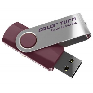 Team Group USB Drive 64GB, Colour Turn, USB2.0, Purple & Silver, Rotating, Capless, 15MB/s Read*, 11g, Lifetime Wty
