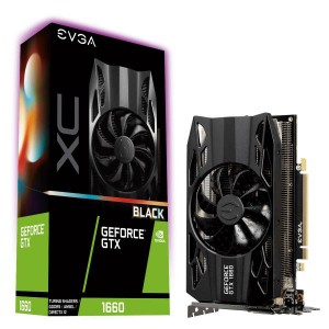 EVGA Geforce GTX1660 Black XC Gaming Graphics Card, 6GB GDDR5, PCIE, Full Height, HDB Fan, DP, HDMI, DVI-D, Max 3 Outputs