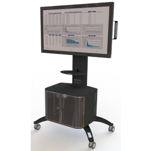 Gilkon 8FSMAXIS2C Axis Mobile Screen Stand w/ Cabinet - VESA 400 x 400, Max 60kgs