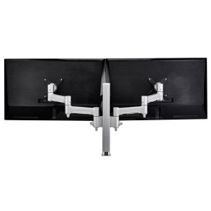 Atdec AWM Dual monitor arm solution - 460mm articulating arms - 400mm post - Grommet clamp - silver