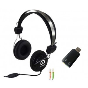 Shintaro Stereo Headset with Inline Microphone plus USB Audio Adapter with 3.5mm Headphone and Microphone Jack