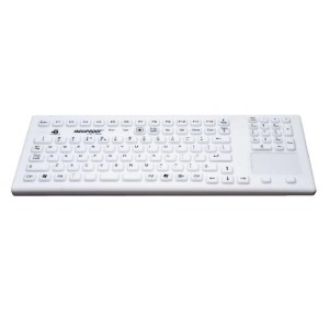 GETT InduKeys - Magnetic Backlit Sanitizable Silicone USB Keyboard with Touchpad (IP68 Rated) - White