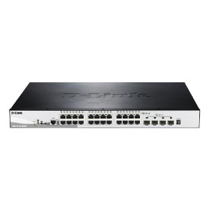 D-LINK 28-Port Gigabit SmartPro Stackable 370W PoE Switch with 24 RJ45 and 4 SFP+ 10G Ports