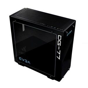 EVGA DG-77 Alpine Black Mid-Tower, 3 Sides of Tempered Glass, Vertical GPU Mount, RGB LED and Control Board, K-Boost, Gaming Case