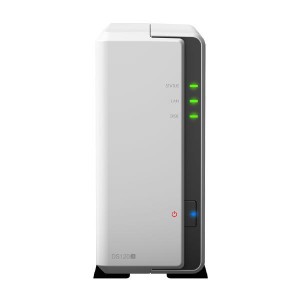 Synology DiskStation DS120j 1-Bay 3.5" Diskless 1xGbE NAS (Tower) (SOHO), Marvell 800MHz, 2xUSB2 - 2 Years Warranty - Comes with 2 Camera Licenses.