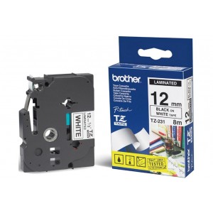 Brother TZE-231 12mm Black on White TZE Tape - Image 1