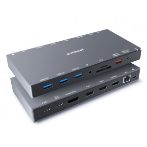 MBEAT MB-UCD-X15 15-in-1 Triple Display USB-C Docking Station 2x HDMI 1x DP 1x 100W PD 3.0 1x USB-C 3.1 Gen2 3x USB 3.0 1xUSB 3.1 Gen2 MicroSD/SD Card (EOL) - Image 1