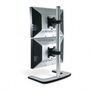 Atdec VFS-DV Dual Monitor Vertical Stacked Freestanding Mount - Image 1