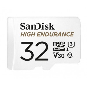 Sandisk SDSQQNR-032G-GN6IA High Endurance 32GB microSD 100MB/s 40MB/s 2.5K hrs 4K UHD C10 U3 V30 -40°C to 85°C Heat Freeze Shock Temp Water X-ray Proof SD Adapter >16GB - Image 1
