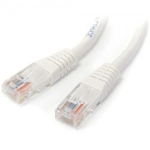 StarTech M45PAT15MWH 15m Cat5e White Molded RJ45 UTP Cat 5e Patch Cable - 15 m Patch Cord - Cable for Network Device, Distribution Panel, Workstation - First End: 1 x RJ-45 Network - Male - Second End: 1 x RJ-45 Network - Male - Patch Cable - Go - Image 1