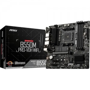 MSI B550M PRO-VDH WIFI MB, B550, 4x DDR4, 1x PCI-E 4.0, 4x SATA 3, 2x M.2, 4x USB 3.2, DisplayPort, VGA, HDMI, Micro ATX, WIFI AC, BT, Mystic Light Sync, PCI-E Steel Armor - Image 1