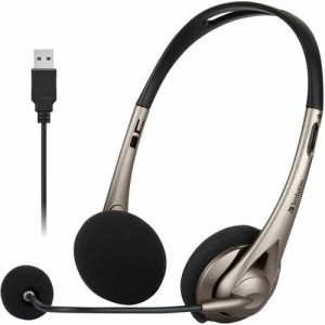 Verbatim 66556 Wired Over-the-head, On-ear Stereo Headset - Grey - Binaural - Supra-aural - 32 Ohm - 20 Hz to 20 kHz - 120 cm Cable - Omni-directional Microphone - USB - Image 1