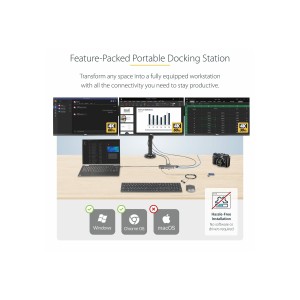StarTech 154B-USBC-MULTIPORT USB-C TRIPLE-MONITOR MULTIPORT ADAPTER, HDMI/DP/CARD READER, 3 YR - Image 1