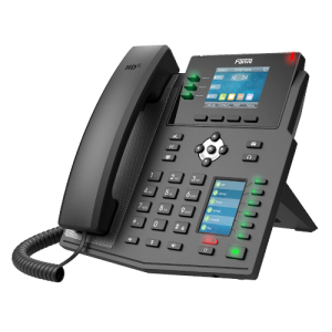 Fanvil X4U enterprise IP phone, 12 SIP lines, dual color displays, Gigabit Ethernet, PoE, 6-way conferencing, DSS keys, Wi‑Fi/BT support - Image 1