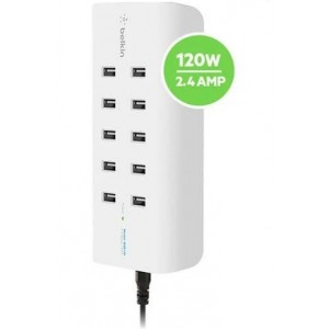 Belkin B2B139AU RockStar™ 10-Port USB-A Charging Station - White , Intelligent Charging,120W, Overcurrent protection, $5,000 CEW, 2 Years Warranty - Image 1