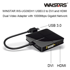Winstars USBVGAUG39DH1W USB 3.0 Dual Head Display with Gigabit Ethernet Adapter (WS-UG39DH1) - Image 1
