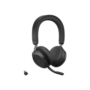 Jabra 27599-989-989 WIRELESS EVOLVE2 75 UC STEREO BLUETOOTH ANC HEADSET W/CHARGING STAND+LINK 390A BT - Image 1