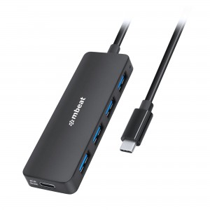 MBEAT MB-C3H-5K 4-Port USB-C Hub with USB-C DC Port Compact and Portable Design Flexible Device Connectivity Data Transfer Speed: 5Gbps Weight: 30g - Image 1