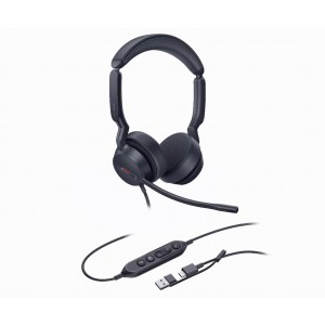 Yealink UH44-D-MS-C/A MS Teams Certified USB Wired Headset, Dual, USB-C/A, Dual Noise-Cancelling Mic, 35mm Speaker, Busylight & Leather Ear Cushion - Image 1