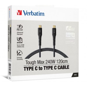 Verbatim 66820 Cable 240W USB-C to USB-C 120CM, PD 3.1 and QC 3.0 and 4.0 Premium Cable - Image 1