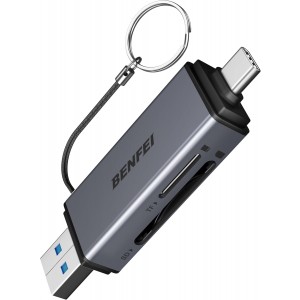 BENFEI B0D9K82TNL 000381GY USB-C+USB-A to SD/TF Card Reader for I-phone15/16, Mac, I-pad, Surface Book 3 and PC - Image 1