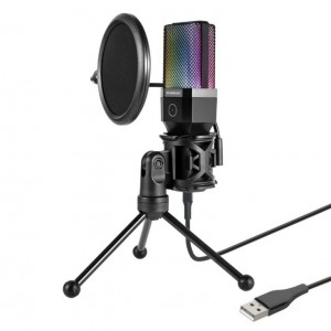 Simplecom UM650 USB Cardioid Condenser Microphone Gaming RGB Lights with Tripod & Pop Filter - Image 1