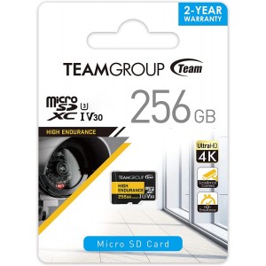 TEAM THUSDX256GIV3002 High Endurance 256GB Micro SDXC UHS-I U3 V30 Memory Card - Image 1
