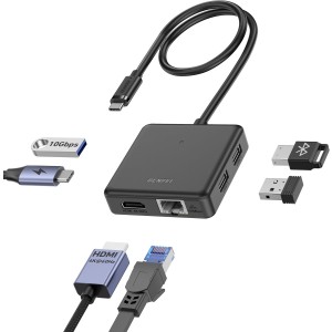 BENFEI 6971785944756 000399BK 6 In 1 USB-C HUB to HDMI (8K) + USB3.2 (10Gbps) +USB2.0 x 2 + PD100W + RJ45 Black - Image 1