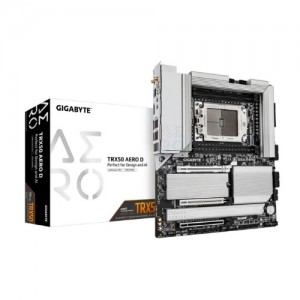 Gigabyte TRX50 AERO D AMD Ryzen Motherboard 4x DDR5~256GB,2x PCIe x16 slots, 4x M.2, 8x SATA 6Gb/s connectors, 11x USB 3.2, 4x USB2.0, 2x - Image 1