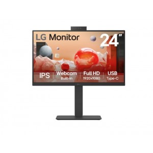 LG 24BA850-B 24' Full HD IPS 100Hz Monitor, 1920x1080, Built-in Full HD Webcam/Mic/Speakers, USB-C 90W PD, RJ45, versatile stand Tilt/Height/Swivel/Pivot - Image 1