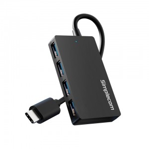 Simplecom CH352 USB-A to 4xPort SuperSpeed USB 3.2 Gen1, 5Gbps, plug & play, bus-powered, ABS, 76×41×11mm, 35g, 15cm cable, Win/macOS/Linux compatible - Image 1