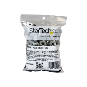 StarTech CABSCREWM6 M6 MOUNTING SCREW + CAGE NUTS FOR SERVER RACK CABINET, 50PK, NICKEL-PLATED - Image 1
