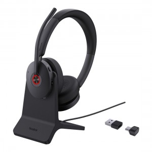 Yealink BH74-CH-MS-C/A (BH74) WIRELESS MS STEREO BT ANC HEADSET, CHARGESTAND, BT51, BLACK, C TO A ADAPTER - Image 1