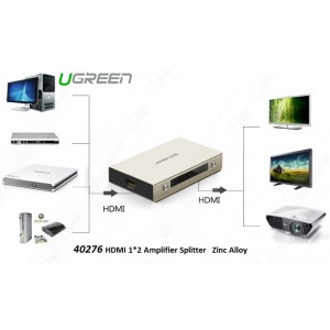 UGREEN 6957303842766 40276 1x2 HDMI Amplifier Splitter - Zinc Alloy - Image 1