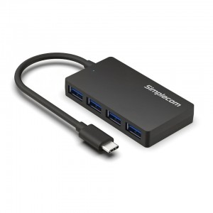 Simplecom CH350 SuperSpeed USB-C to 4xtUSB-A Hub USB 3.2 Gen1, 5Gbps, plug & play, bus-powered, ABS, 76×41×11mm, 35g, 15cm cable, Win/macOS compatibe - Image 1