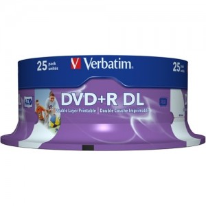 Verbatim 43667 DVD+R DL 8.5GB 25Pk WHT Wide IJ 8x - Image 1