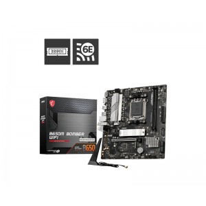 MSI B650M BOMBER WIFI AMD AM5 MATX Motherboard, 2x DDR5 ~128GB, 1x PCI-E x16, 2x M.2, 4x SATA, 6x USB 2.0 - Image 1