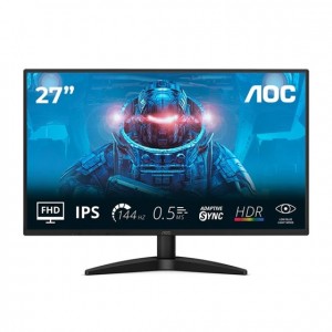 AOC 27B36X , 27″ IPS, 1920×1080@144Hz, 0.5ms MPRT, 300 nits, 1500:1, sRGB 121%, HDMI 1.4, DP 1.4, tilt, VESA 100×100, 22W, 3.11kg, black - Image 1