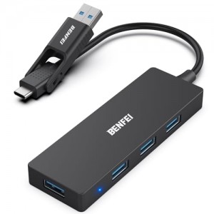 BENFEI 6971785942905 000291BK 4-Port USB 3.0 Ultra Flat Data Hub, USB C Hub with 4 Ports USB 3.0 Adapter - Image 1