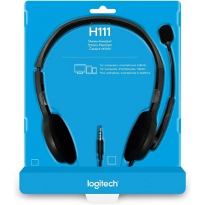 Logitech 981-000612 H111 Strereo Headset (Single 3.5mm Jack) Cable length: 7.71 ft (2.35 m) 2-Year Limited Hardware Warranty - Image 1