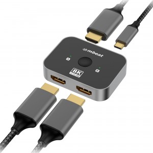 MBEAT MB-HDMI-SW8K21 8K Bi-directional HDMI 2.1 Switch 2 In 1 Out/1 In 2 Out 8K@60Hz resolution, plug-and-play convenience USB-C power input Maximum 8K/60Hz - Image 1