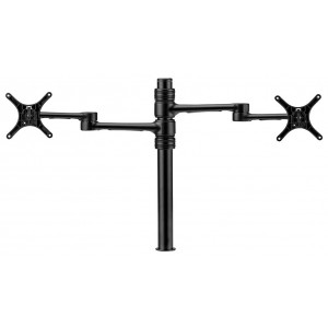 Atdec Articulated Dual Monitor Arm, Fits Up to 2x 27' Monitors Landscape, 8kg Max Load Each, Bolt Through & F-Clamp Fixing, Black, 10 Year Warranty