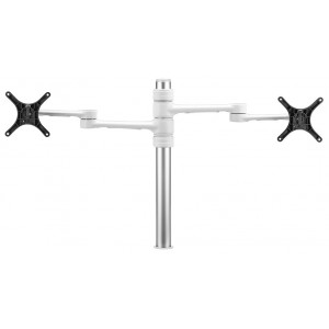 Atdec Articulated Dual Monitor Arm, Fits Up to 2x 27' Monitors Landscape, 8kg Max Load Each, Bolt Through & F-Clamp Fixing, White, 10 Year Warranty