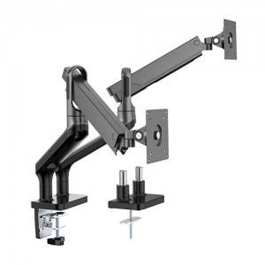 Brateck Dual Monitor Premium Aluminum Spring-Assisted Monitor Arm Fit Most 17'-32' Flat Panel and Curved Monitors Up to 9kg per screen (Black)