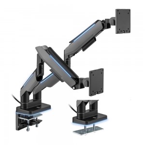 Brateck Heavy-Duty RGB Gaming Monitor Arm For Dual Monitors Fit Most 17'-35' Monitor Up to 20kg per screen VESA 100x100,75x75